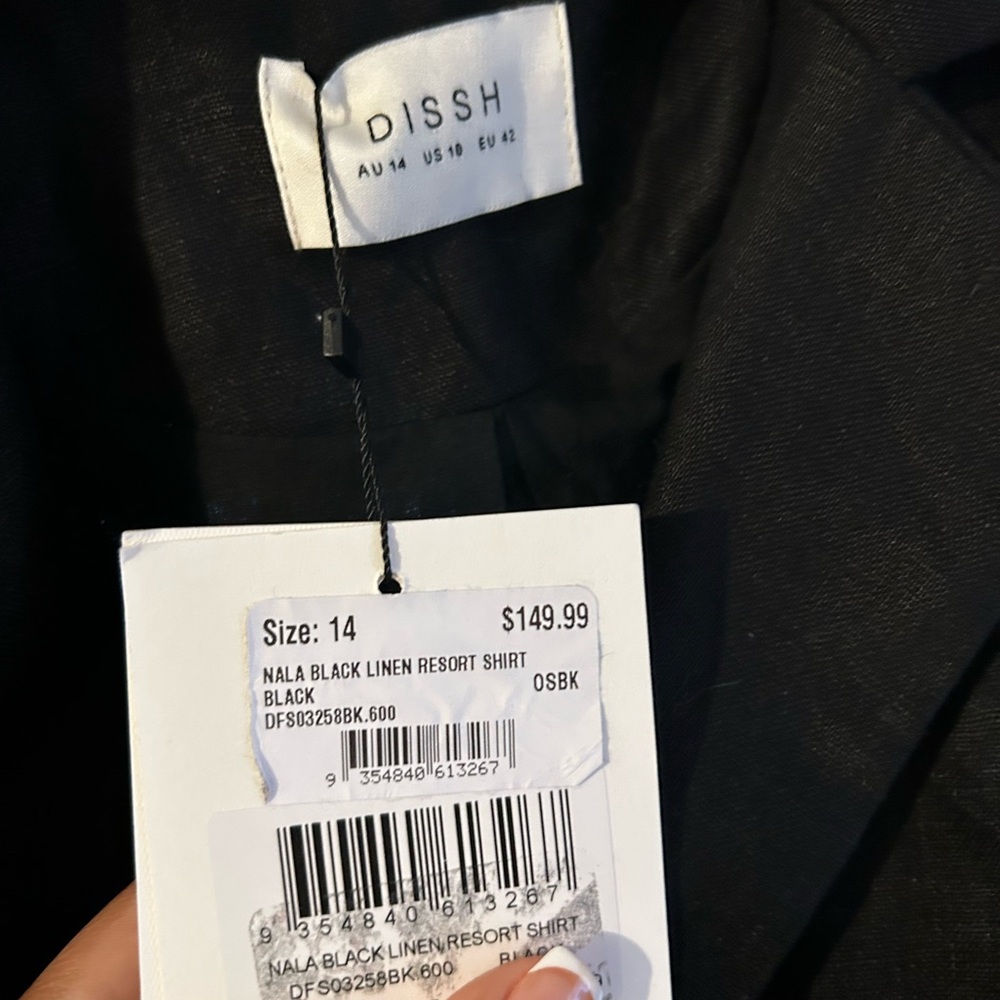 DISSH Black Linen Blazer with Decorative Gold Button - Picture 5 of 8